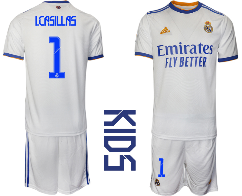 Youth 2021-2022 Club Real Madrid home white #1 Soccer Jerseys